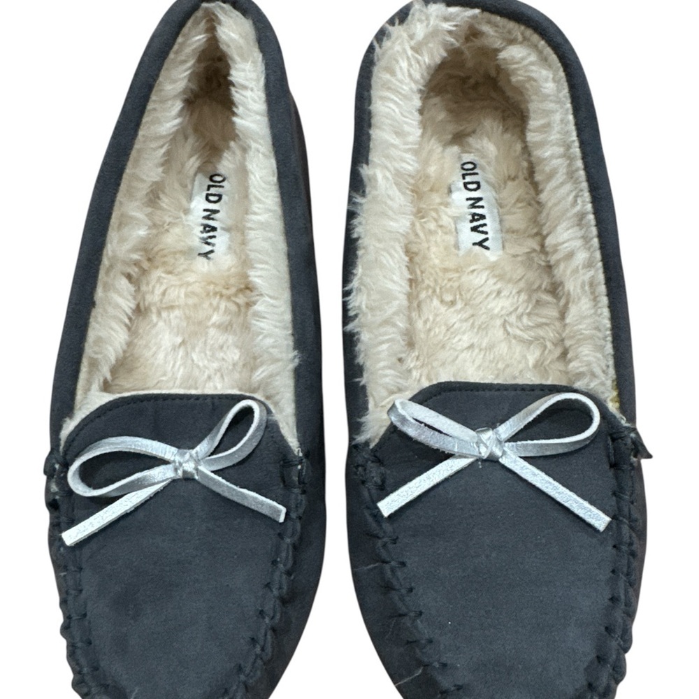 Old Navy Women's Charcoal Moccasins with Cream Lining